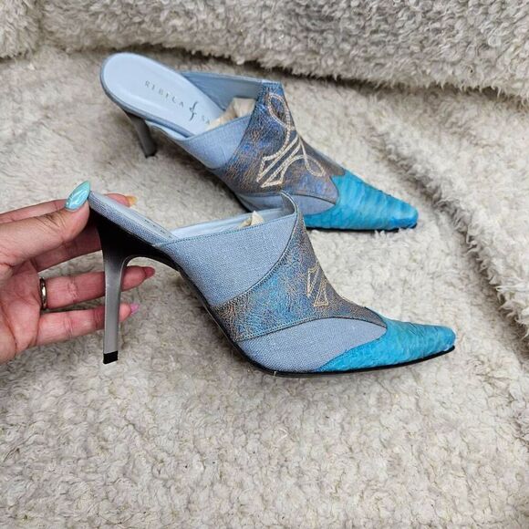 Rebeca Sanver Western Inspired Leather Embroidered Mules sz 37 - Picture 3 of 7